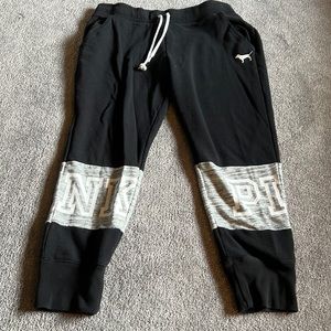 Pink Victoria Secret black and gray sweatpants size Large
